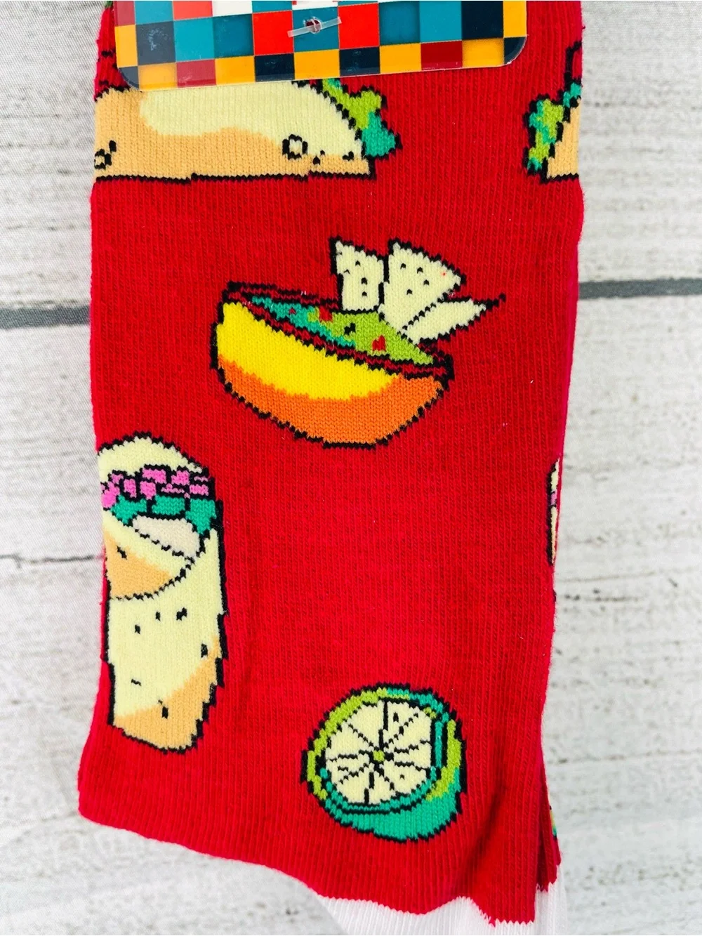 Socks n Socks Mens One Size Chili Tacos Food Theme Crew Socks - NEW